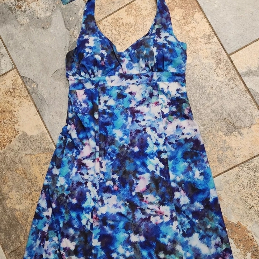 Athleta Womens Halter Dress Pack Everywhere Backless V-Neck Stretch Size 16